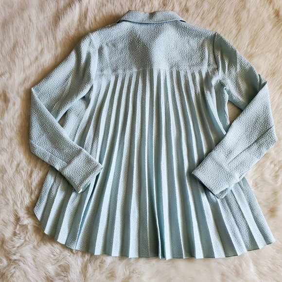 Tuckernuck Pleated Top Adele Sea Glass Blue Size XS NWT - Picture 7 of 12
